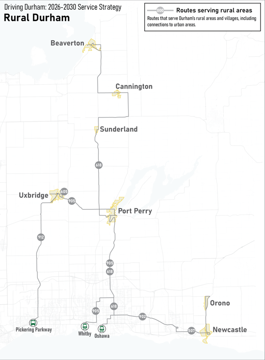 Map showing service in rural areas