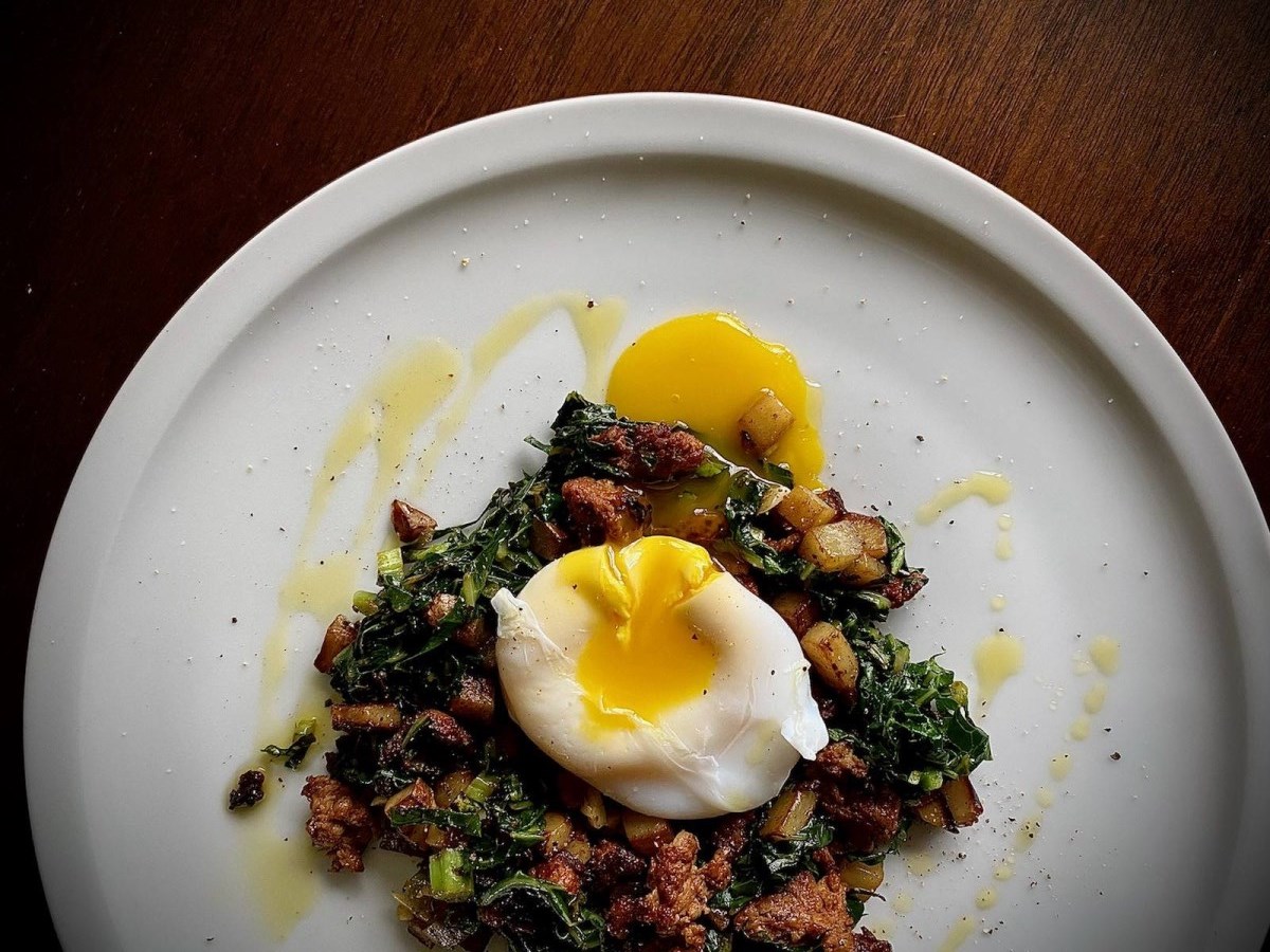 Poached Egg using local ingredients by Chef Alex Page in Durham Region, Ontario