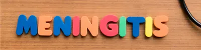 Foam letters spelling "meningitis"