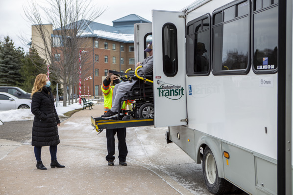 A client of Durham Region Transit using specialized transit
