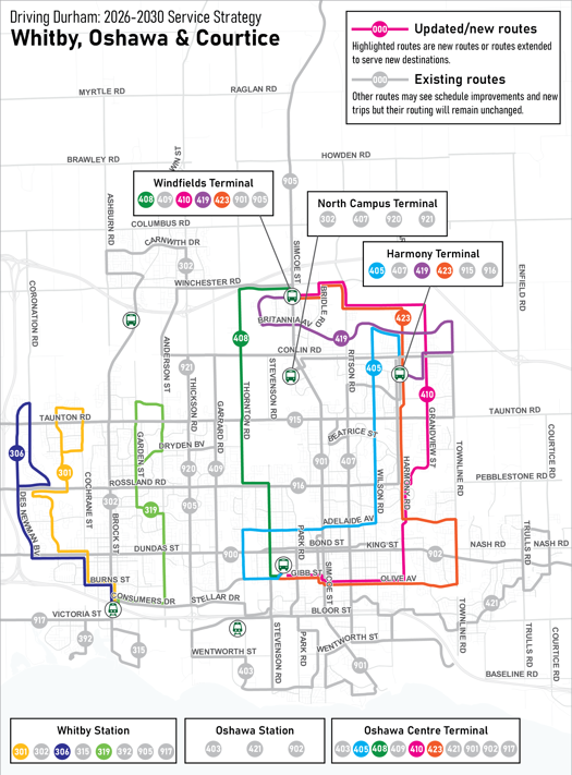 Map of Whitby Oshawa and Courtice service