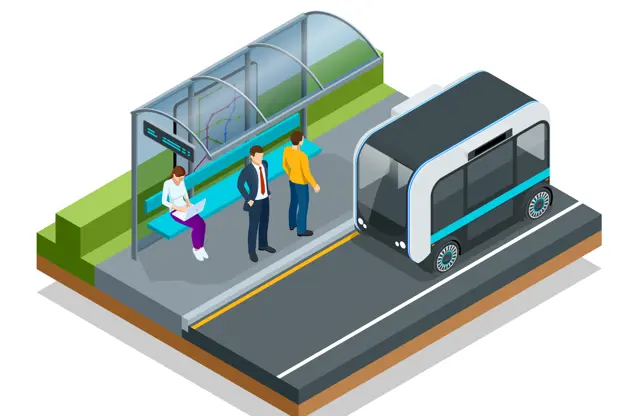 Aerial view of an autonomous shuttle