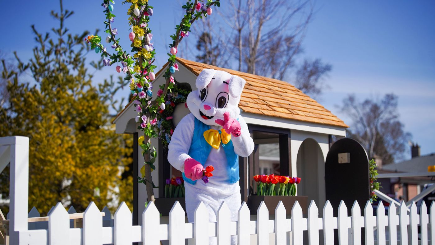 Easter bunny at the Easter Parade in Pickering, Ontario