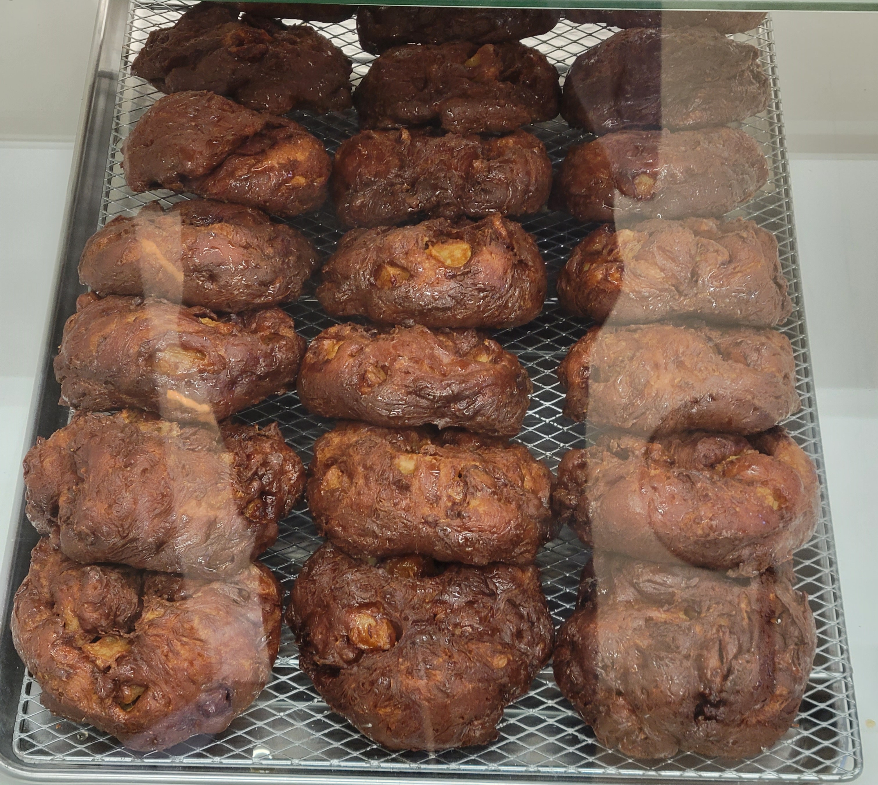 Little Thief apple fritters Little Thief apple fritters in display case